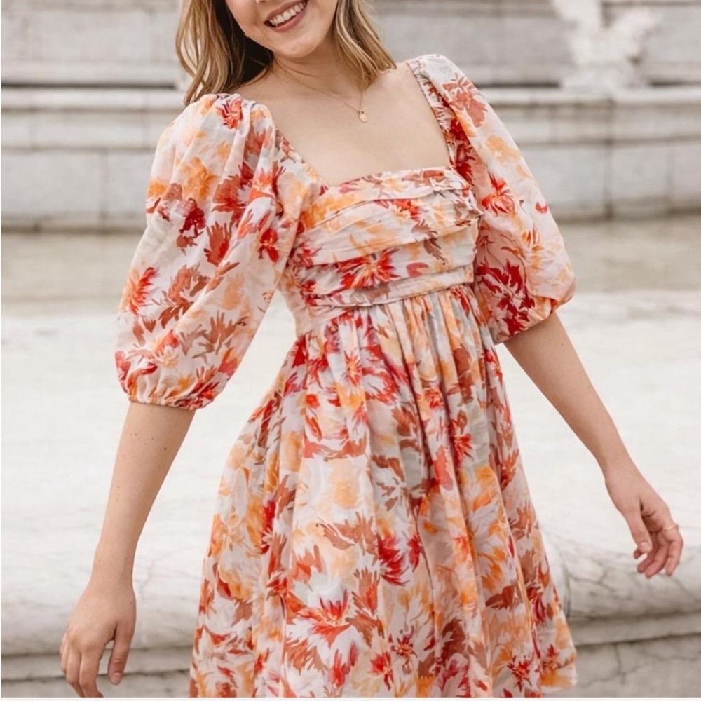 NWT Abercrombie & Fitch medium tall Emerson Poplin floral puff sleeve mini dress